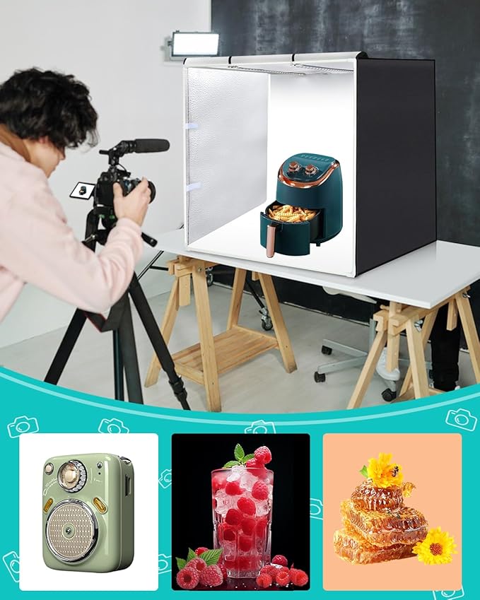 Light Box Photography, PULUZ 31'' Portable Photo Studio Light Box with 156 LED Lights ＆3 Color Backdrops Professional Photography Lighting Tent Kit for Big Product Photography Lightbox