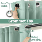 Short Blackout Curtains for Bedroom 54 Inch Length 2 Panels Set, Thermal Insulated Sun Blocking Soundproof Grommet Window Curtains with Thick Black Liner, Each 42 Inch Wide, Frosty Green