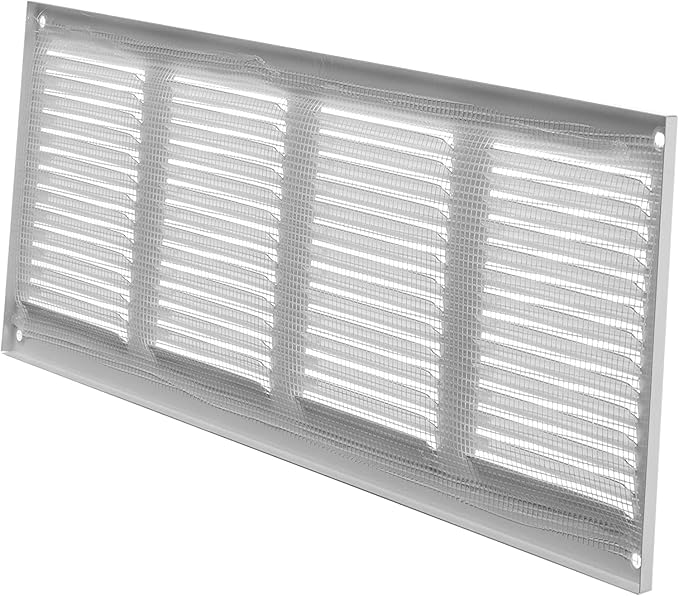 Repa Market Air Vent Cover 16x6 Inch (Outer Dimensions) White Galvanized Steel Louvered Grill Cover with Mesh Screen/Wall or Ceiling Vent/HVAC Register for Indoor and Outdoor Ventilation