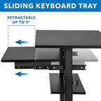 Mount-It! Mobile Standing Desk with Retractable Keyboard Platform | Height Adjustable Stand Up Computer Workstation | Locking Wheels, 99 Lbs Capacity