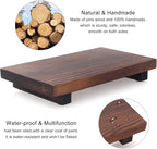 Small Bathroom Counter Organizer Tray Wooden Pedestal Stand for Display Decor Farmhouse Wood Risers Soap Dish Dispenser Holder for Kitchen Sink Tray Modern Bathroom Vanity Accessories Decorative trays