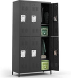 6 Doors Locker Storage Cabinet, Metal Locker for Employees, 72" Tall Lockers for Office School Gym Home, Require Assembly (Black)