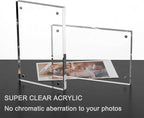 Meetu Acrylic 5x5 Picture Frame 5 Pack Clear Two Sided Desk Photo Frame Magnetic Frame Inner Size 4x4 with Gift Pack for Display Family Pictures Baby Photos Friends Pictures Pet Dog Picture