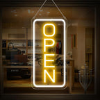 22.8"x 11.8" Ultra Bright 12V Neon Open Sign for Business, LED Open Neon Sign, Electric Light up Signs for Stores, Restaurants Offices Retail Shops Window (Yellow-White-Vertical)