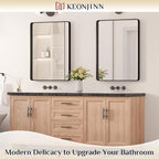 Keonjinn Black Bathroom Mirror for Over Sink, 24 x 32 Inch Matte Black Mirrors for Wall, Rounded Corner Rectangle Farmhouse Vanity Mirror, Tempered Glass Modern Decorative Mirror(Horizontal/Vertical)