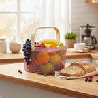 Roshtia 6 Pcs Metal Mesh Steel Basket with Handle, Square Wire Harvest Thanksgiving, Shopping Baskets for Retail Store Christmas Garden Bathroom Kitchen(9.65 x 9.65 x 7.09 Inch,Pink)