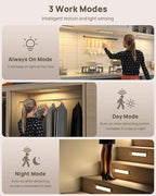 Under Cabinet Lights Wireless,12" Motion Sensor Light Indoor with Remote Control,2500mAh LED Rechargeable Battery Operated Closet Light,3 Color Temps,Under Counter Lights for Kitchen,Stairs,Hallway