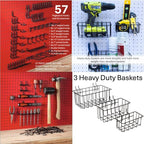 Heavy Duty Black Pegboard Hooks and Baskets for Hanging Tools, 60 Pieces 1/4'' Peg Board Accessories Peg Hooks and Bins, Peg Board Attachments for Organizing Tools Garage Kitchen Bathroom Craft Room