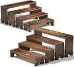 2 Set Large Wooden Tiered Riser Display Stands for Vendor Events,Stackable Wooden Cupcake Display Stand,Farmhouse Decor Wood Dessert Table Display Set,Vendor Booth Display Items,Food Display Risers for Party（12-11.2-10.4-9.6IN）