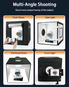 DUCLUS Light Box Photography, 12"x12" Photo Booth Box with 120 LED Lights Dimmable & CRI＞95, Portable Lightbox with 8 Backdrops for Mini Product Photography: Jewelry, Cards, Watches