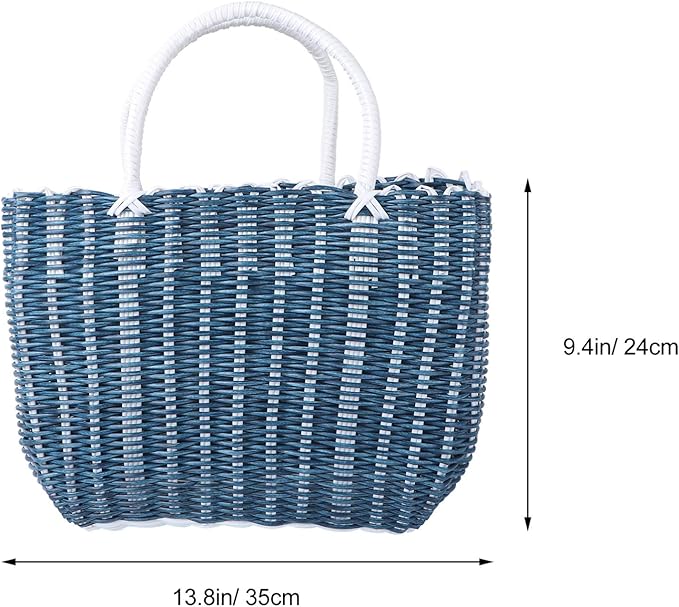 Basket Woven Tote Bag with Handle Large Capacity Shopping Tote Reusable Grocery Shopping Bag for Home, Travel and Shopping