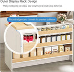 Modern Reception Desk Counter, Retail Counter Reception Desk with Lockable Drawers, Retail Checkout Counter with Open Shelves (White-You)
