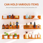 15 Inches Orange Acrylic Wall Shelves 2 Pack, L Shape Floating Shelf, Perspex Wall Mounted Shelves for Home Décor, Model Car, Candle, Calendar, Towel, Tissue