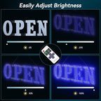 Large LED Open Signs for buiness with 13 Scene Modes, 40" x 14" Unique Design Blue Open Sign for Business Hour Open Sign for Window Stores Retail and Restaurant