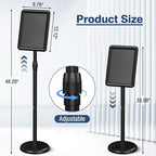 Sign Stand Sign Holder Stand Sign Stands for Display 8.5 x 11 Inches Pedestal Sign Holder 360° Rotation Adjustable Signage Stand for Business Exhibition, Restaurant, Supermarket (Black)
