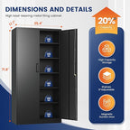 Yizosh Metal Storage Cabinet with Lock - 72" Garage Storage Cabinet with 2 Locking Doors and 5 Adjustable Shelves, Black Steel Lockable for Office,Home,Garage