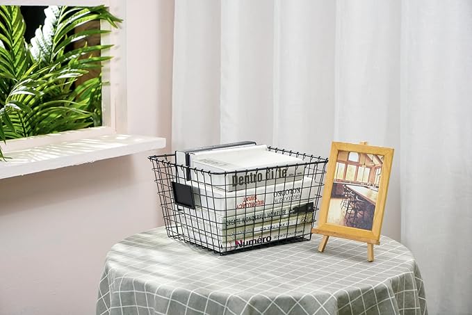 4 Pack【Extra-Large 2+2】 Wire Handmade Storage Basket for Organizing Household Goods,Pantry Organization,Bathroom countertop,Laundry,Wardrobe Storage Basket,Black