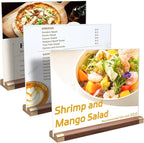 Acrylic Sign Holder 8.5 x 11 with Wood Color Base, 3 Pack Clear Tabletop Double-Sided T Shape Display Sign Frame Horizontal for Store/Coffee Shop/Office/Hotel Business Display Holder