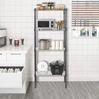 FDW 18L x 12W x 44H Wire Shelves Metal Shelf with 4 PP Sheets Storage Shelves 4 Tier Layer Storage Shelves for Laundry Bathroom Kitchen Garage,Black