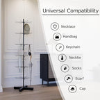 Black Spinning Rotating Display 6-Tier Heavy-Duty Retail Display Rack with Hooks for Jewelry, Keychains, Socks, Toys Commercial Use