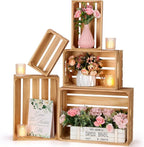 Soaoo 5 Pcs Decorative Nesting Wooden Crates for Storage Display 5 Size Large Small Rustic Wood Decorative Storage Crates with Handle Farmhouse Crate Box Container Made from Pine(Classic Color)