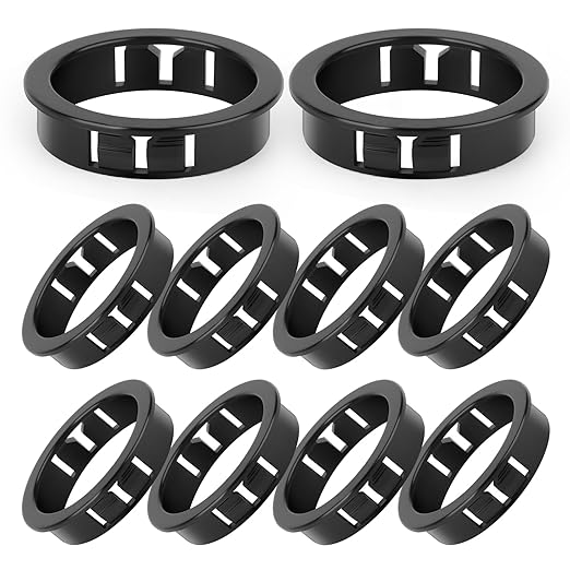 10PCS 2-3/8" Black Cable Snap Bushing Grommet, Snap in Cord Bushing Protect Cables