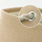 TheWarmHome Decorative Basket Rectangular Fabric Storage Bin Organizer Basket with Handles for Clothes Storage (Beige, Medium-1Pack,13.8L*9.8W*6.7H)
