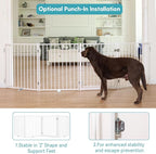 No Pawblems Free Standing Dog Gate with Door, 30'' Tall Foldable Dog Fence for Indoor & Outdoor, Up to 78 Inch Extra Wide Puppy Gate for Stairs, Hallways, Doorways, Deck, Yard (White, 3 Panels)