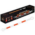 Retractable Barrier for Safety Traffic Cones - 2" OD - Large Yellow and Black Bar Barricade - for Road Construction, Parking, Warning, Temporary Security Divider (1, Orange & White, 72" x 120")