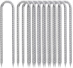 Rebar-Stakes-12-Inch, Ground Stakes Heavy Duty U-Hook Galvanized Anti-Rust Heavy Duty Ground Anchors for Garden Dog Fence Chicken Coop Christmas Decorations Deer Fence 12pcs