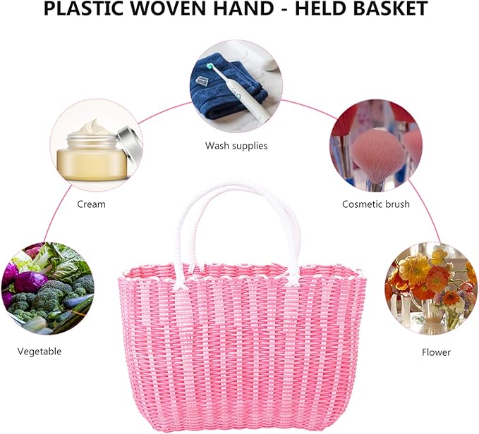 Cabilock Market Basket Woven Straw Basket African Basket Straw Beach Bag Reusable Grocery Shopping Bag Tote Bag Big Capacity Travel Tote Purse