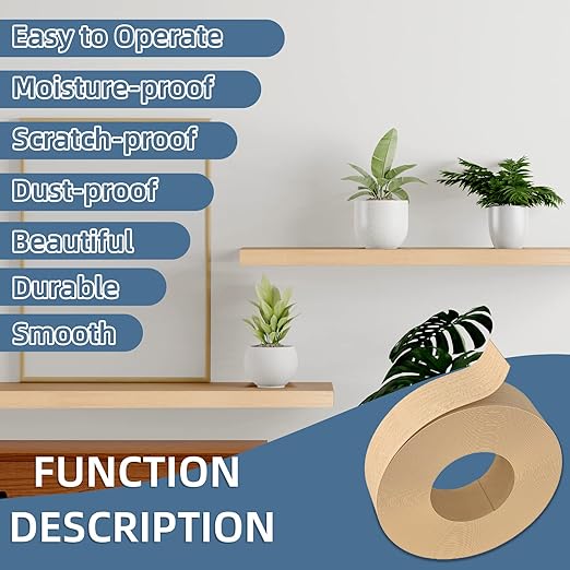 Maple Edge Banding, 1 1/2 inch x 50ft roll of Real Wood Edge Banding Pre-glued Flexible, Veneer Tape Banding for Cabinet Repair Furniture Restoration