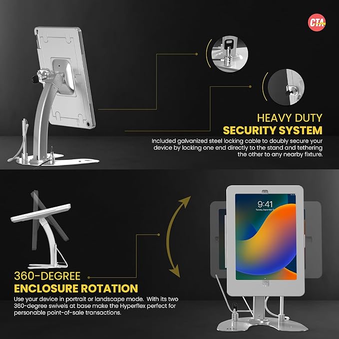 CTA Digital Dual Kiosk Stand – CTA Dual Security Kiosk Stand with Locking Case and Cable for iPad 7th,/ 8th/ 9th Gen 10.2” (PAD-ASK10)