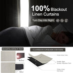 Extra Wide 100 Inch Blackout Curtains 96 Inches Long for Living Room, Rustic Boho Room Darkening Textured Linen Pleated Dining Room Office Insulated Ceiling Track Window Drapes 100"W x 96"L 2 Panels