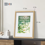VCK 16x20 Picture Frame 5 Pack - Natural Oak, High-End Wood Poster Frames with Tempered Glass, Display 11x14 Photo with Mat or 16x20 without Mat, Art Gallery-Quality, Wall Hanging, Natural Oak