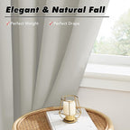 KGORGE Kitchen Curtains 45 inch Length 2 Panels, Privacy Solid Thermal Insulating Energy Saving Light Filtering Curtains for Kids Bedroom Kitchen Office, Back Tab, W34 x L45 inches, Nature