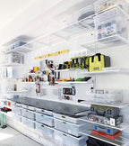 OmniWall Modular Metal Pegboard System, 16x48 inches, Steel Construction, Wall-Mounted Tool Storage (White, Vertical)