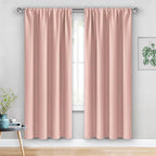 JIUZHEN Blush Pink Blackout Curtains for Bedroom - Curtain Drapes Set of 2 Panels with Tiebacks, Thermal Insulated Room Darkening Noise Reducing, 42 x 72 Inch Curtains for Girls Room