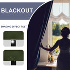 JIUZHEN Christmas Blackout Curtains for Bedroom - Thermal Insulated Room Darkening Rod Pocket Curtains for Living Room, Set of 2 Panels with Tiebacks, 38 x 54 inches Long, Olive Green