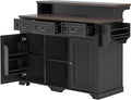 Rolling Kitchen Island with Two-Tier Bar Counter and Power Outlets, 3 Drawers & 4 Door Shelves, Mobile Kitchen Cart with Storage Cabinets & Locking Wheels for Dining Room & Kitchen, 53-Inch, Ash Black