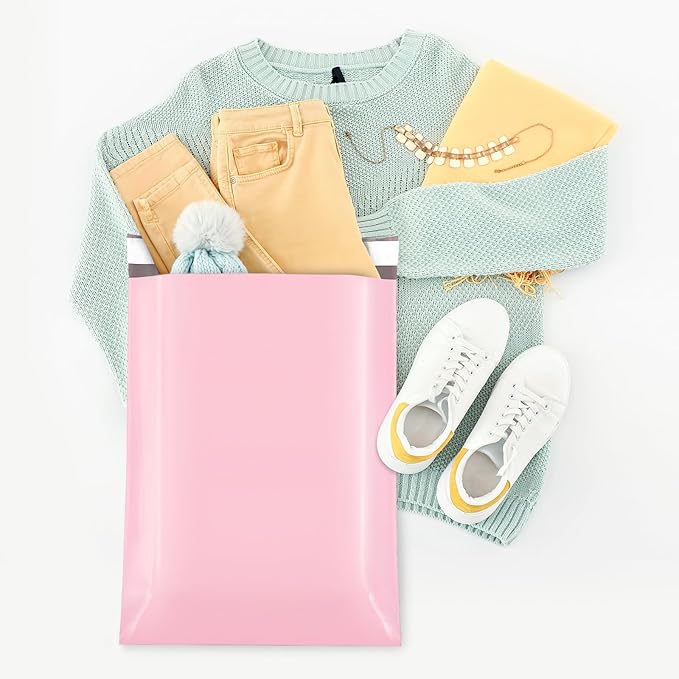 Fuxury Large Poly Mailers 19x24 Inch 500 Pcs, Bulk Shipping Bags for Clothing, Strong Adhesive Shipping Envelopes for Small Business Suppliers,Waterproof Mailers Poly Bags Mailing Envelopes Pink