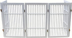 Pet Dog Gate Strong and Durable Freestanding Folding Acacia Hardwood Portable Wooden Fence Indoors or Outdoors by Urnporium (White Pet Gate, 5 Panel 30" Tall)