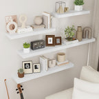fuqing Floating Shelves for Wall - White Wood Wall Shelves Set of 3 - Modern Style Wooden Shelves for Room Decor & Storage