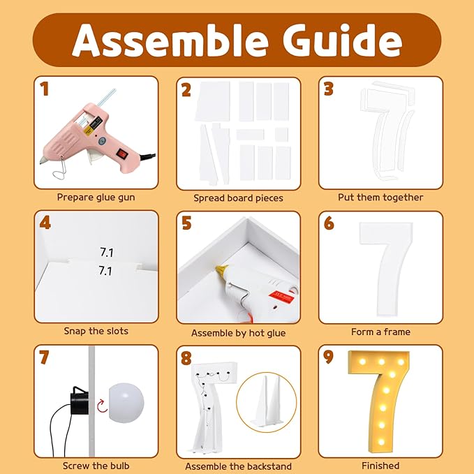 Imprsv 3FT Light Up Numbers Letters, Marquee for 70th Birthday Decorations, Anniversary Party Decor, Mosaic for Balloons, Pre-Cut Foam Board Kit
