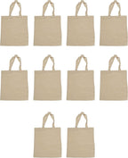 DISCOUNT PROMOS Cotton Canvas Tote Bags Set of 10, Bulk Pack - Reusable, Great for Shopping, Grocery, Beach, Picnic, Wedding Favors - Natural