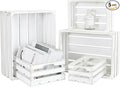 5-Piece Farmhouse Wooden Crate Set - Rustic Wooden Crates for Display and Storage, Large Whitewashed Decorative Crates, Farmhouse Apple Crates, Painted Wood Crates for Decor