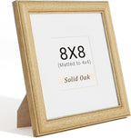 Natural Oak 8x8 Picture Frames Mat to 4x4 Picture Display,Original Wood Handcrafted Photo Frame,Wooden Frame 8x8 with Tempered Glass Graduation Family Wedding Pictures Tabletop & Wall Decor