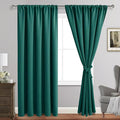 JIUZHEN Christmas Blackout Curtains for Bedroom - Thermal Insulated Room Darkening Rod Pocket Curtains for Living Room, Set of 2 Panels with Tiebacks, 70 x 96 Inch Length, Forest Green