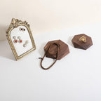 GemeShou single Walnut Jewelry display Tray for selling, Wooden hexagon display riser for jewelry, Jewelry retail shop display stand, photography props【Walnut Hexagon single Large】