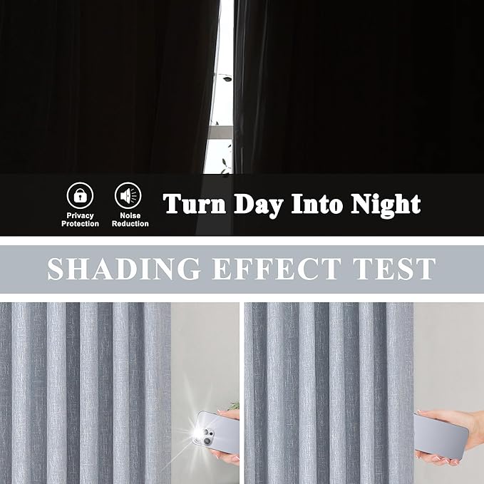 Vision Home Chambray Blue Full Blackout Curtains Pinch Pleated Room Darkening Window Curtains 63 inch for Living Room Bedroom Thermal Insulated Pinch Pleat Drapes with Hooks Back Tab 2 Panel 40"Wx63"L